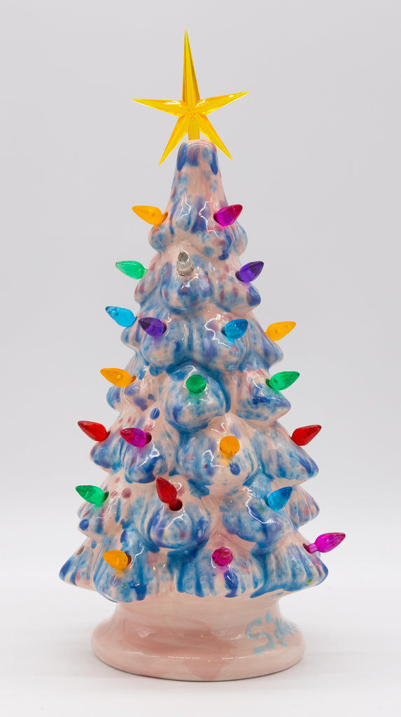 #47 Hand Painted 11" lighted Ceramic Christmas Tree