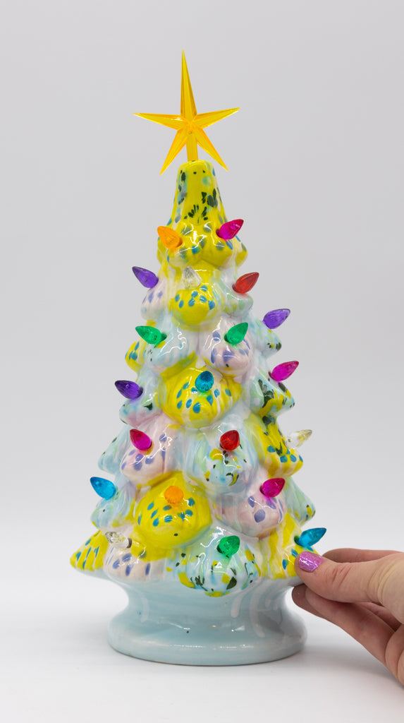 #54 Hand Painted 11" lighted Ceramic Christmas Tree