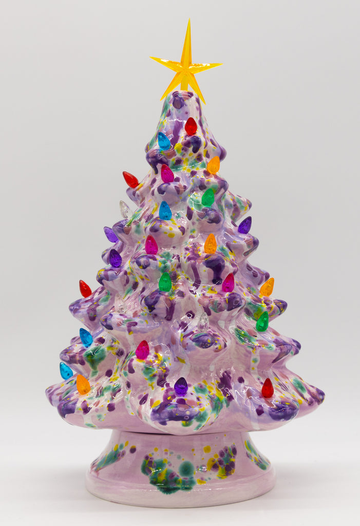 #61 Hand Painted 13" lighted Ceramic Christmas Tree