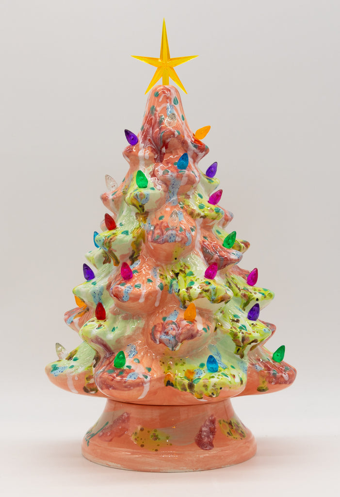 #63 Hand Painted 13" lighted Ceramic Christmas Tree