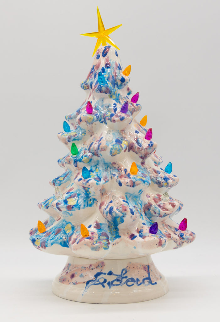#64 Hand Painted 13" lighted Ceramic Christmas Tree
