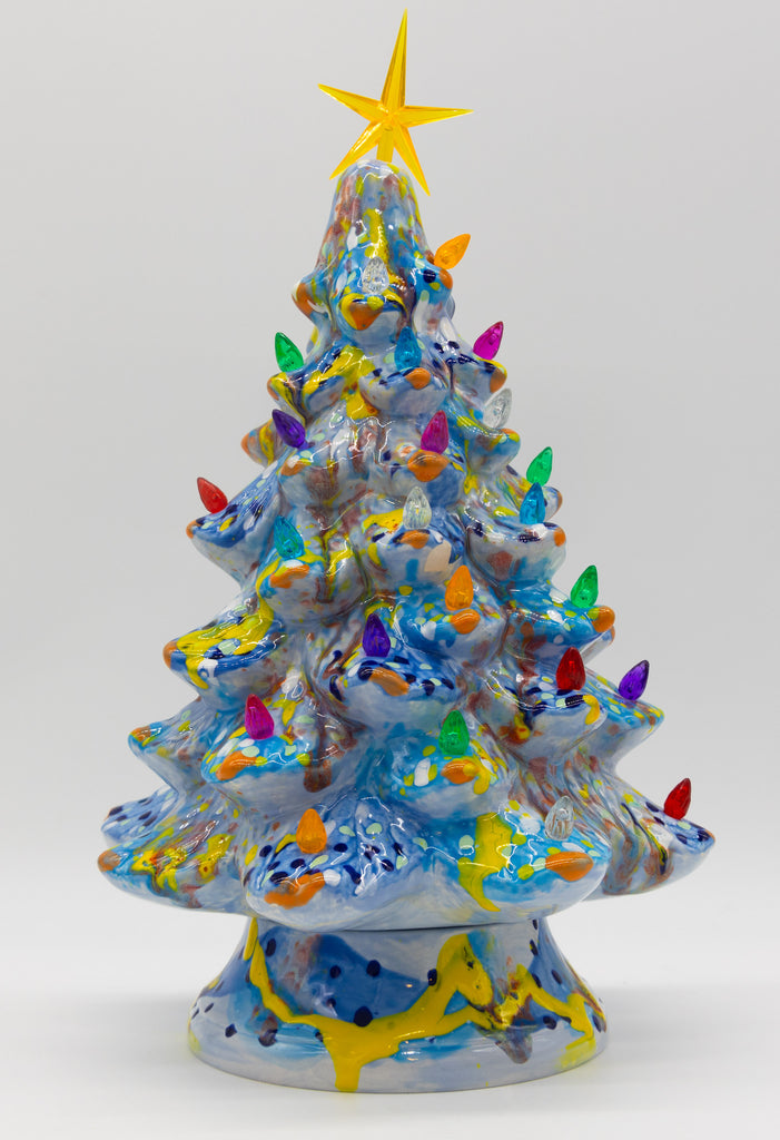 #65 Hand Painted 13" lighted Ceramic Christmas Tree