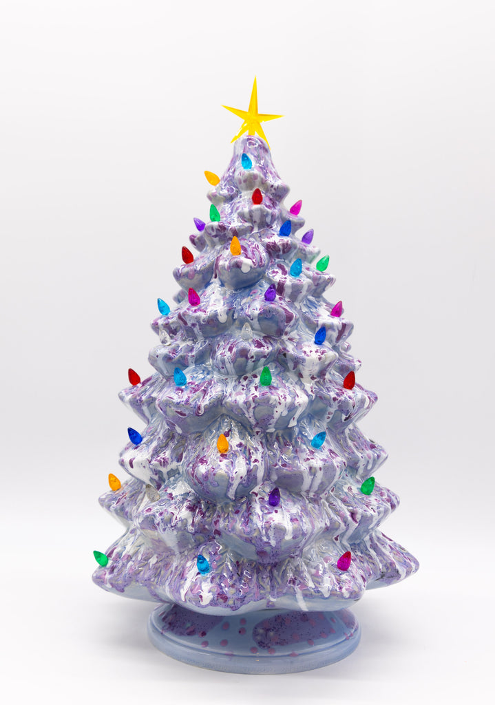 #70 Hand Painted 18" lighted Ceramic Christmas Tree