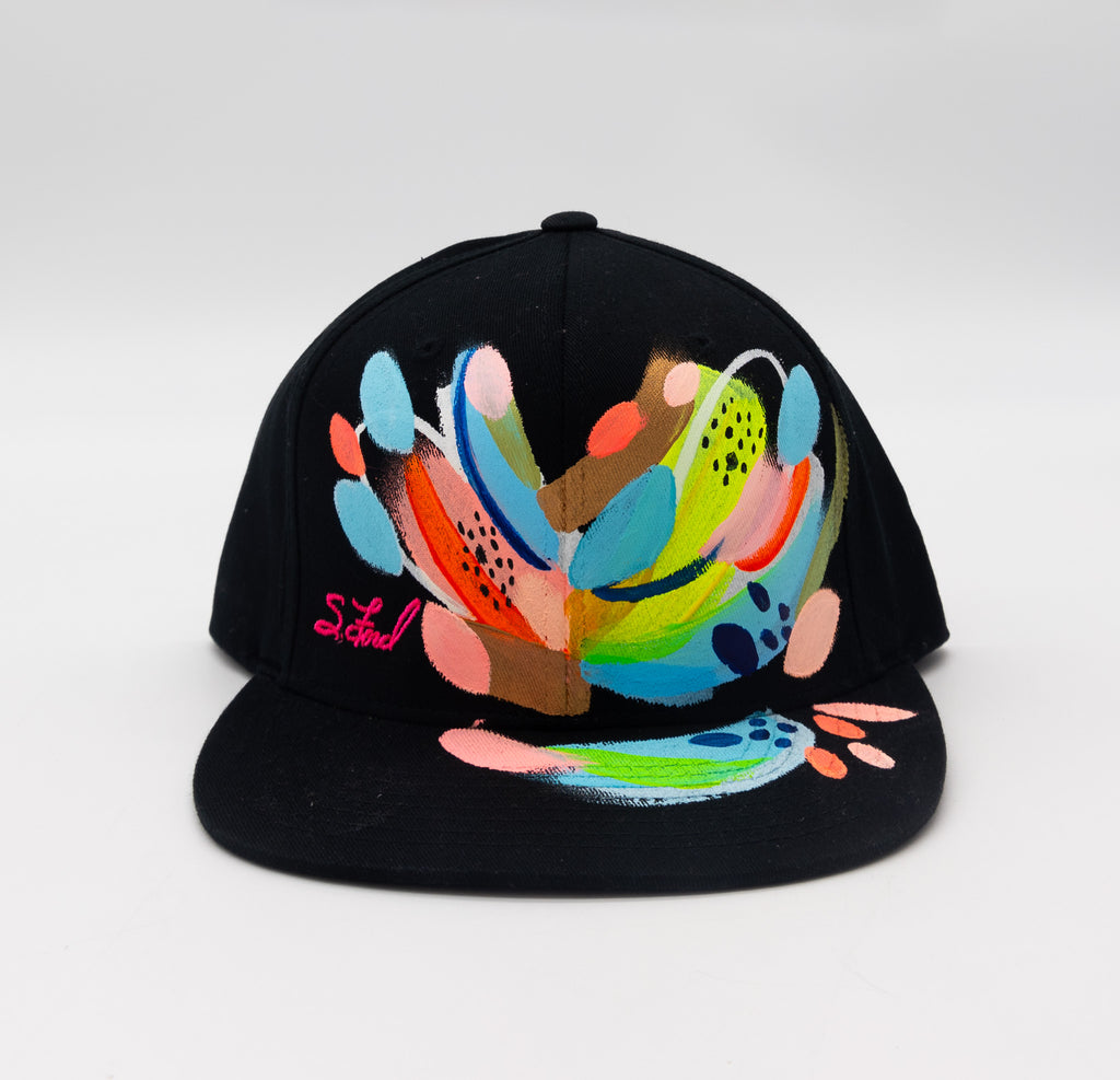 #1 Abstract Hand Painted Black Organic Hat