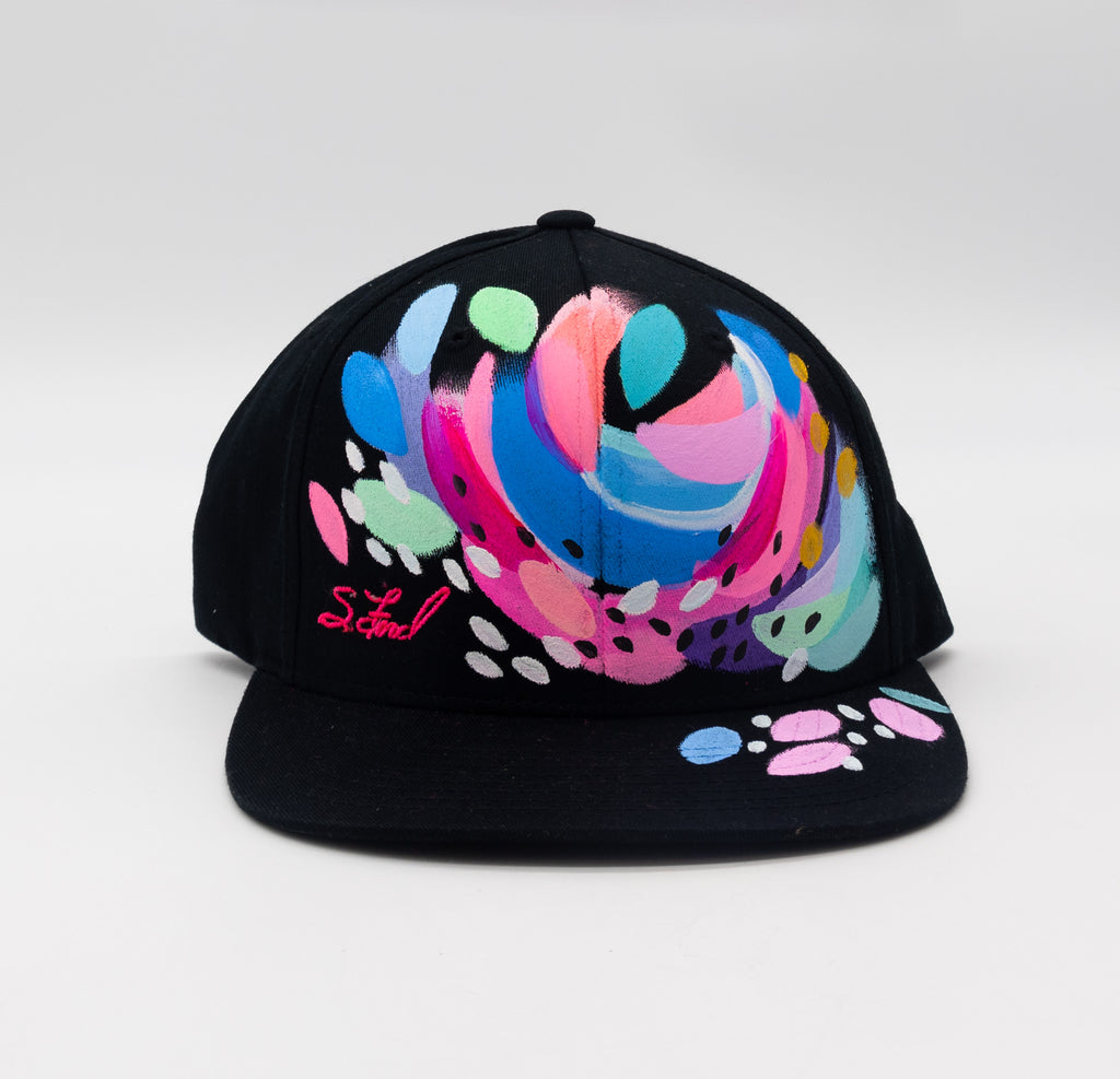 #2 Abstract Hand Painted Black Organic Hat