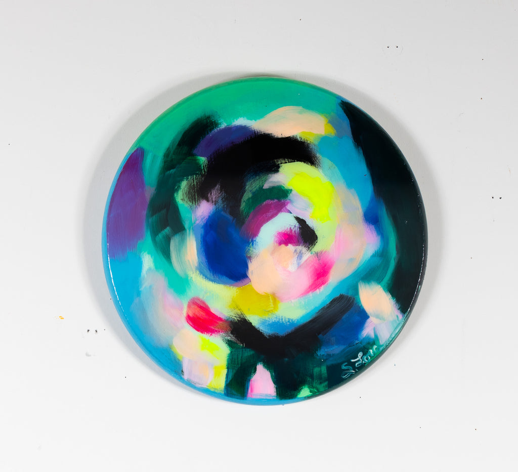 Make A Way, 15" circle, oil painting and resin