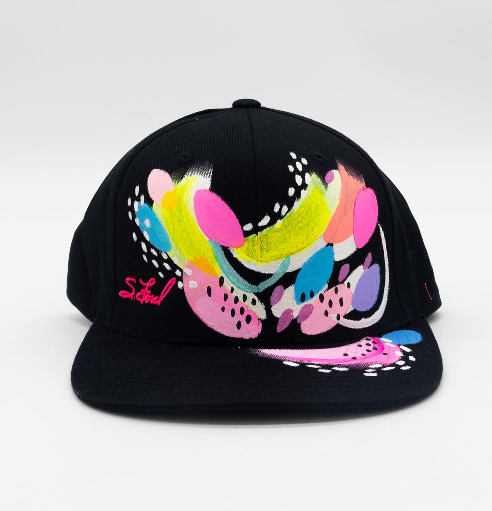 #4 Abstract Hand Painted Black Organic Hat