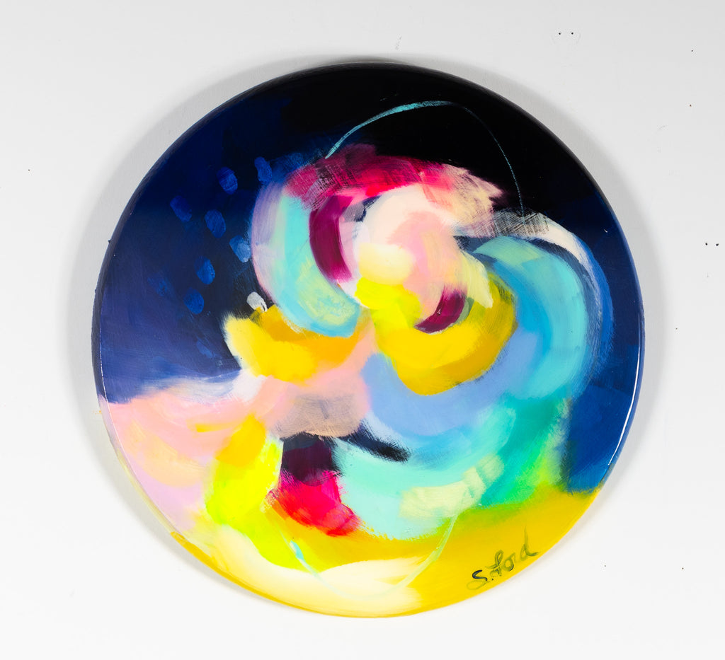 Make A Way, 15" circle, oil painting and resin