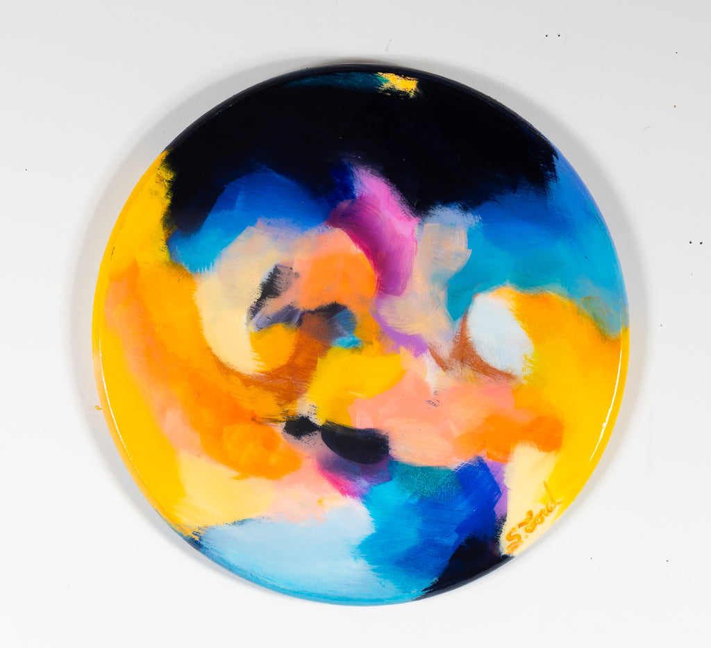 Joy In The Morning, 18" circle, oil painting and resin