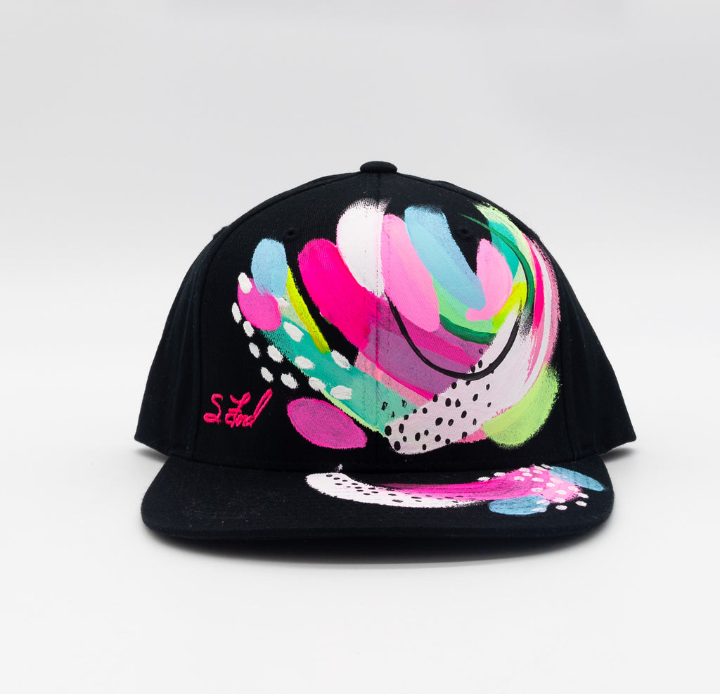 #5 Abstract Hand Painted Black Organic Hat