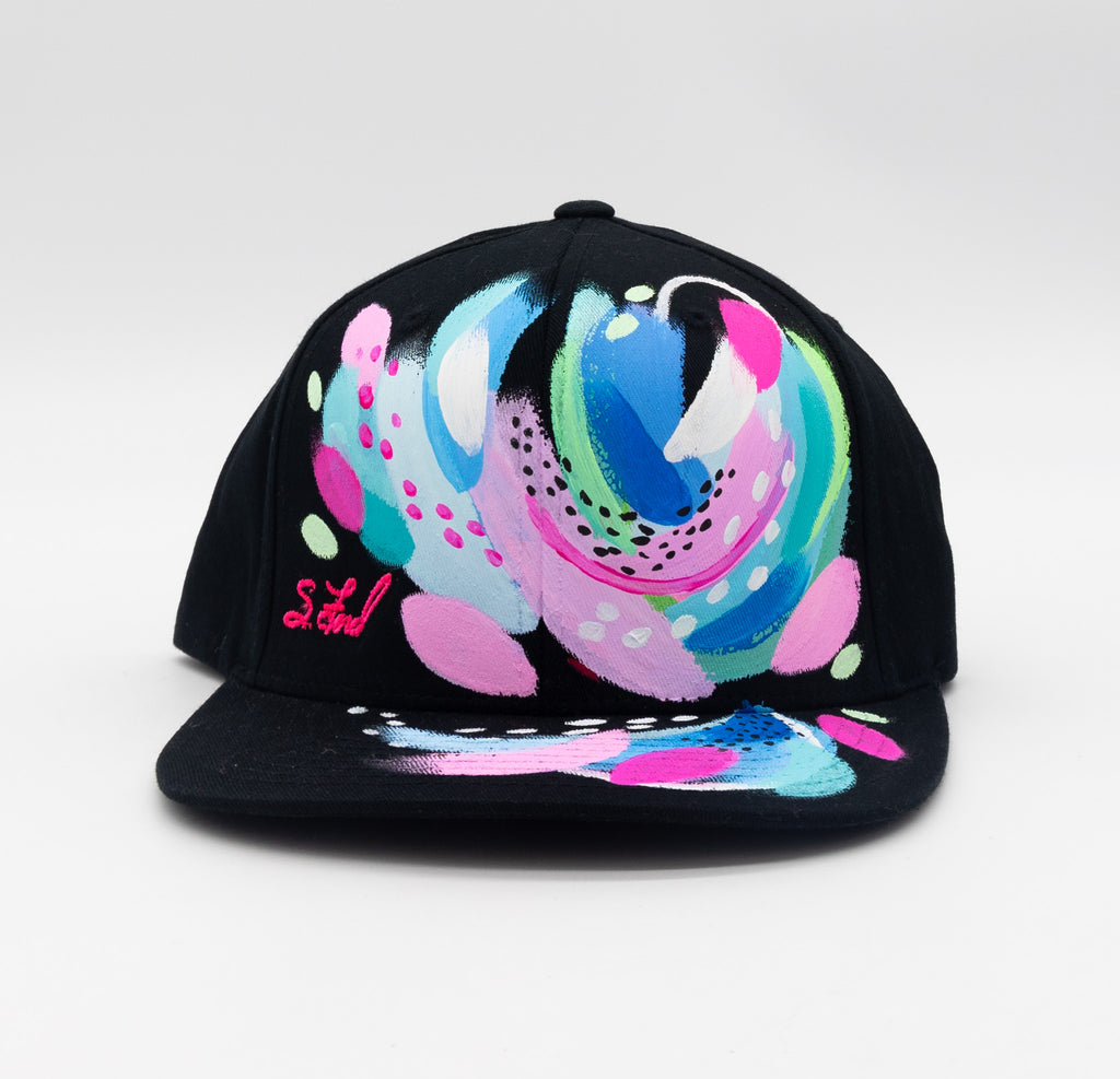 #6 Abstract Hand Painted Black Organic Hat