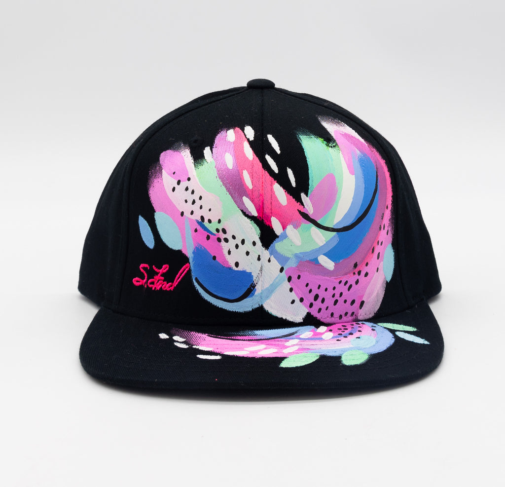 #7 Abstract Hand Painted Black Organic Hat