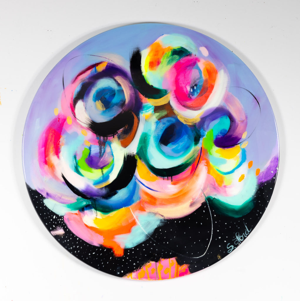 The Goodness , 36" circle, oil painting and resin