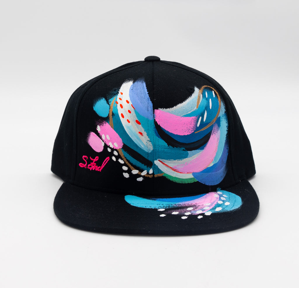 #8 Abstract Hand Painted Black Organic Hat