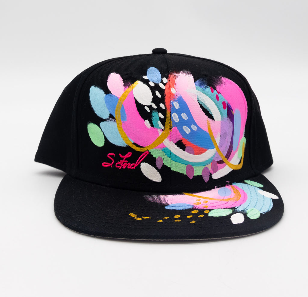 #9 Abstract Hand Painted Black Organic Hat