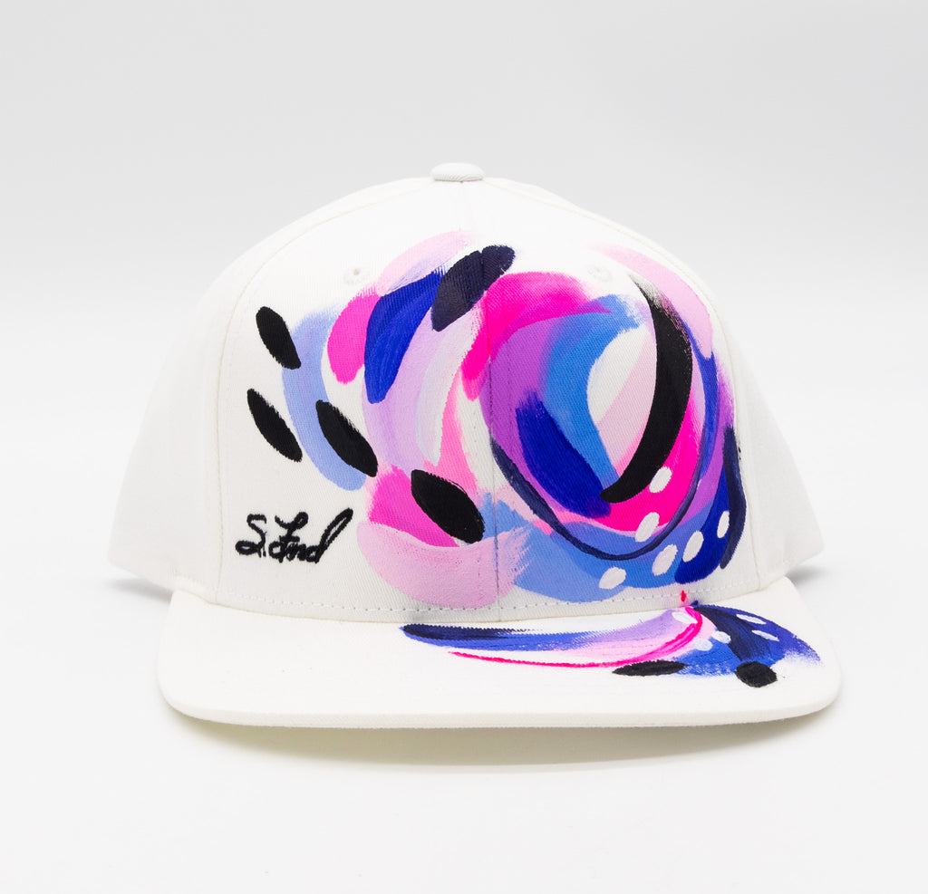 #14 Abstract Hand Painted White Organic Hat