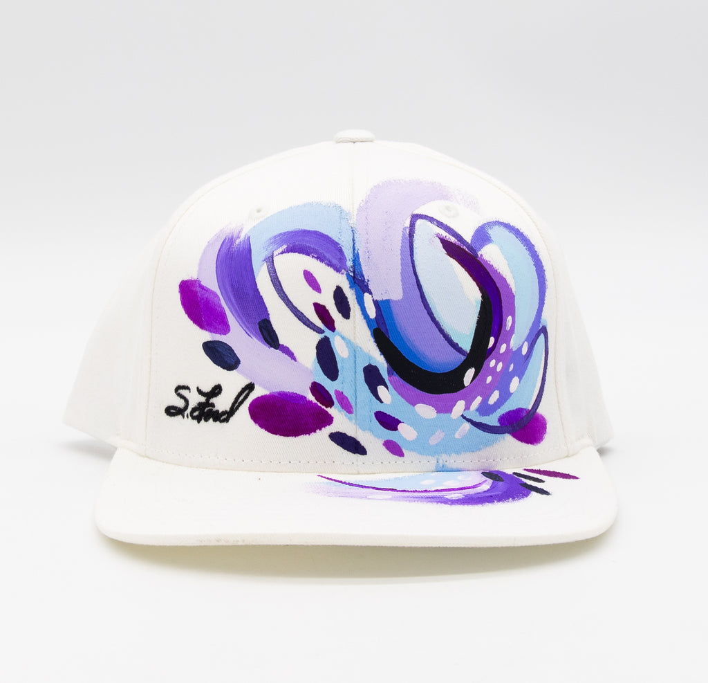 #16 Abstract Hand Painted White Organic Hat