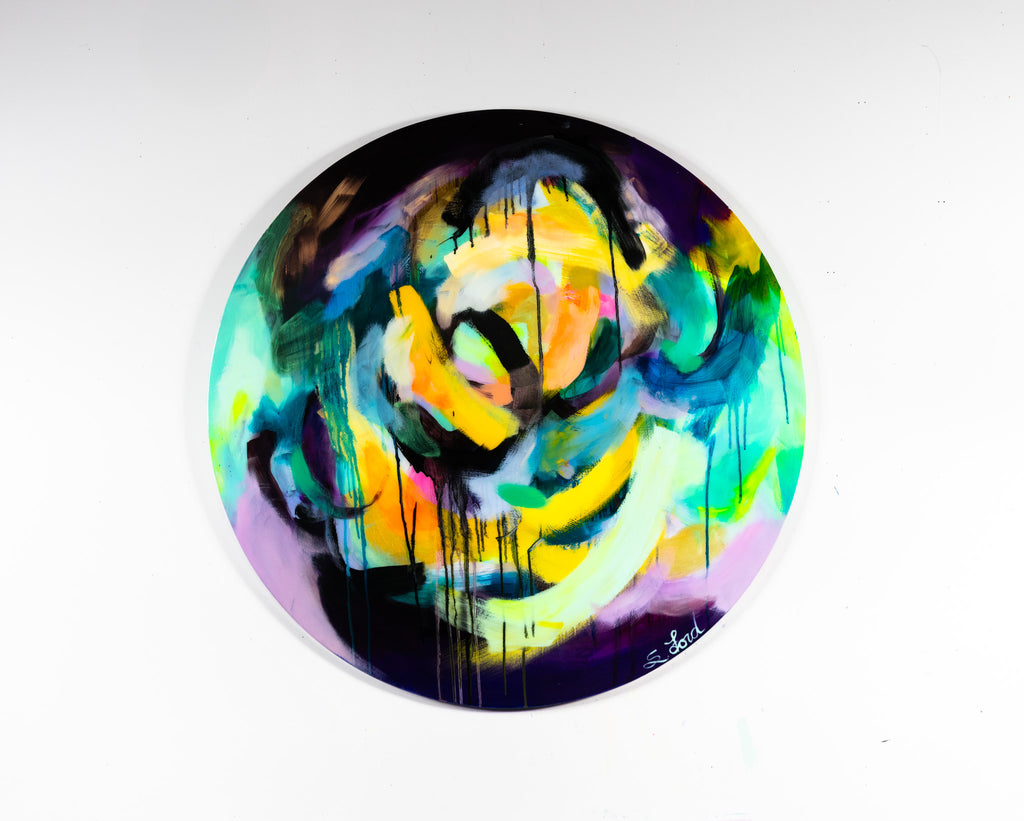 Peace In The Valley, 40" circle, oil and resin on wood