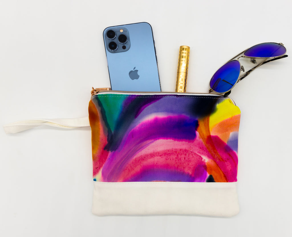 Handpainted popular Wristlet Clutch