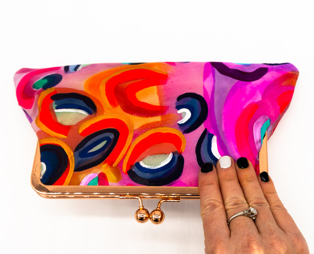 #19 Hand Painted Silk Frame Clutch