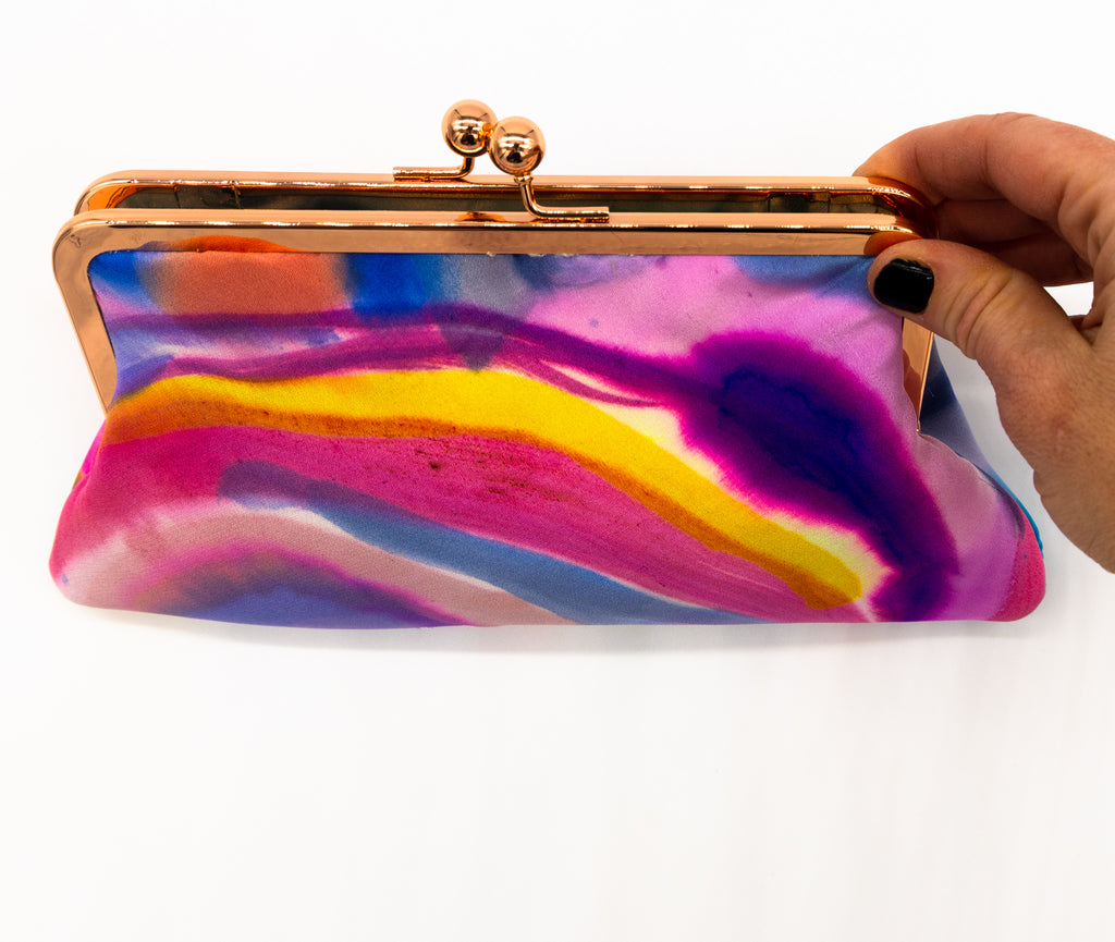 23 Hand Painted Silk frame clutch Suze Ford Studios