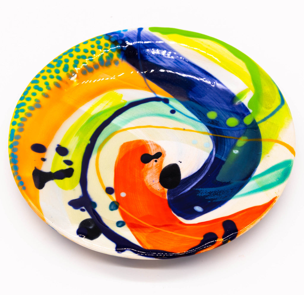 #124 Hand painted ceramic dinner plate