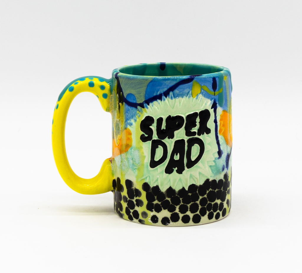 #39 16 oz Hand painted Ceramic  "Super Dad" Mug