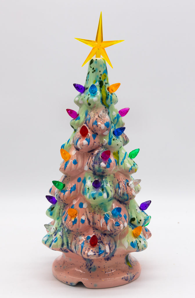 #24 Hand Painted 11" lighted Ceramic Christmas Tree
