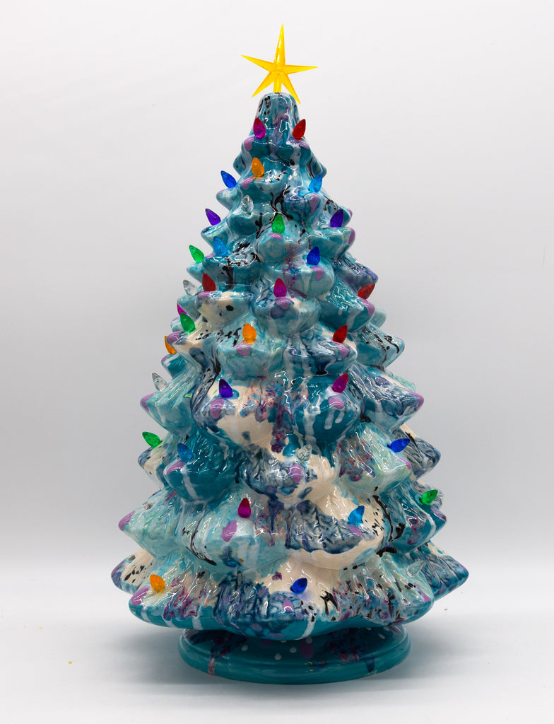 #43  Hand Painted 18" lighted Ceramic Christmas Tree