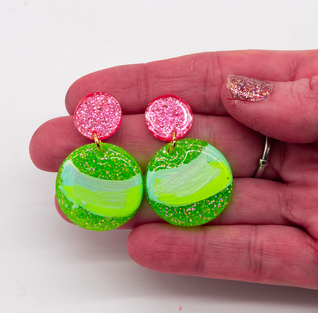 #19 Hand painted resin earrings
