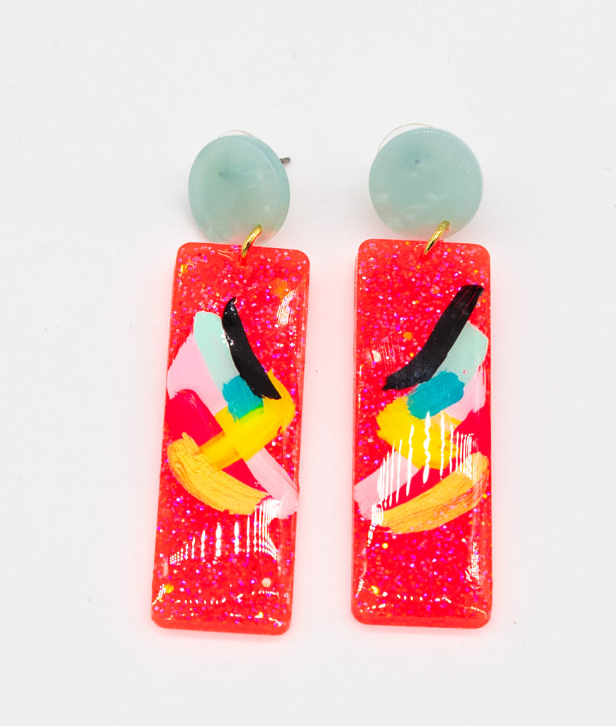 #71 Hand painted resin earrings