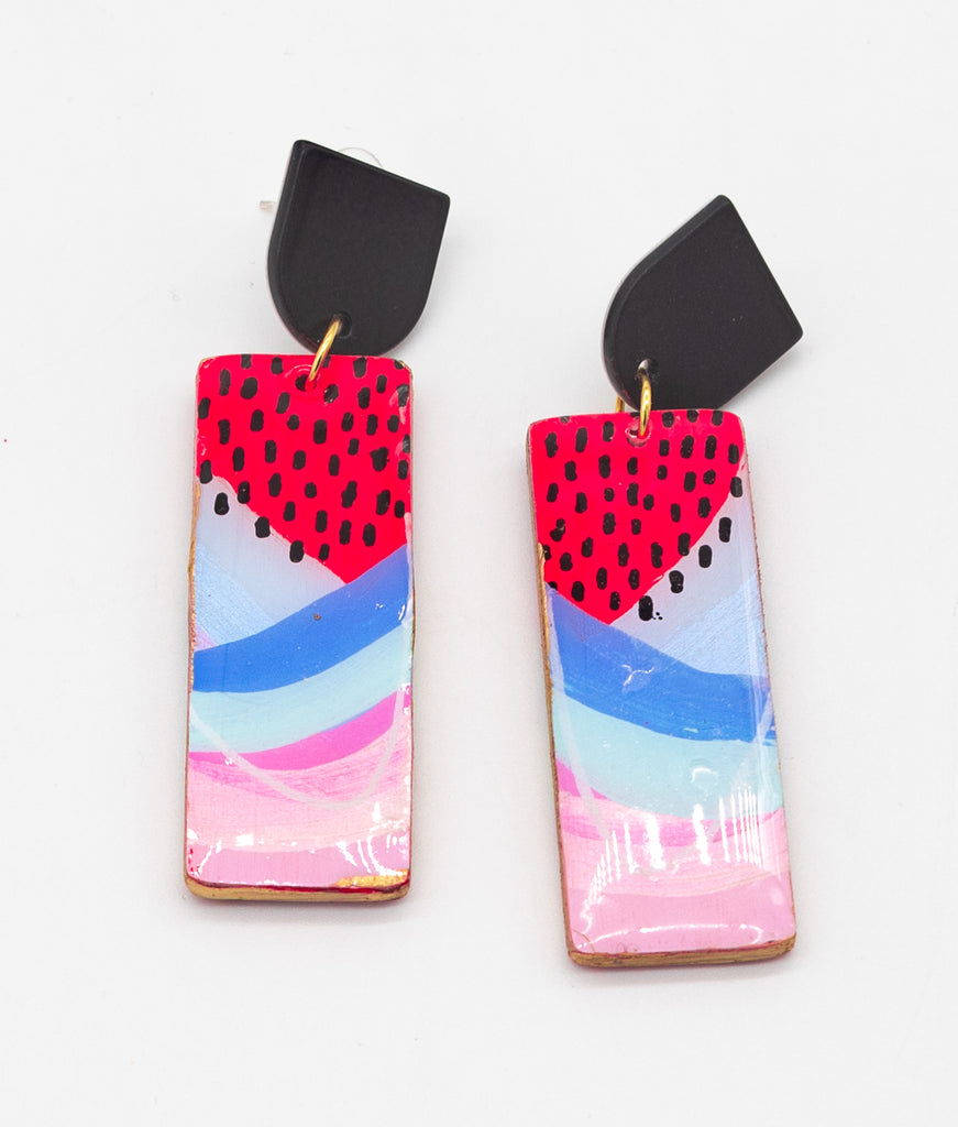 #76 Hand painted resin earrings