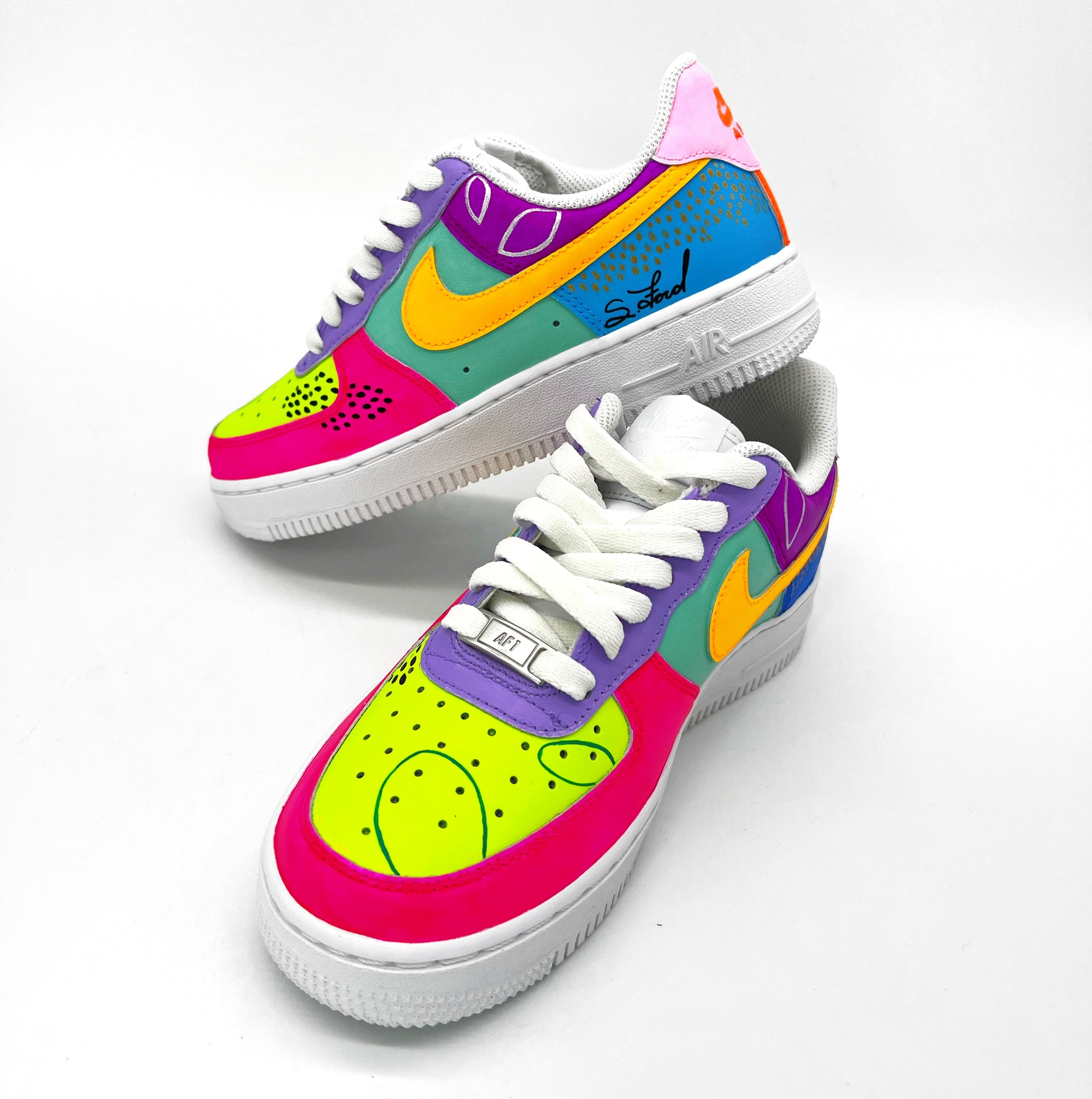 Womens Hand painted Nike Air Force Ones Suze Ford Studios